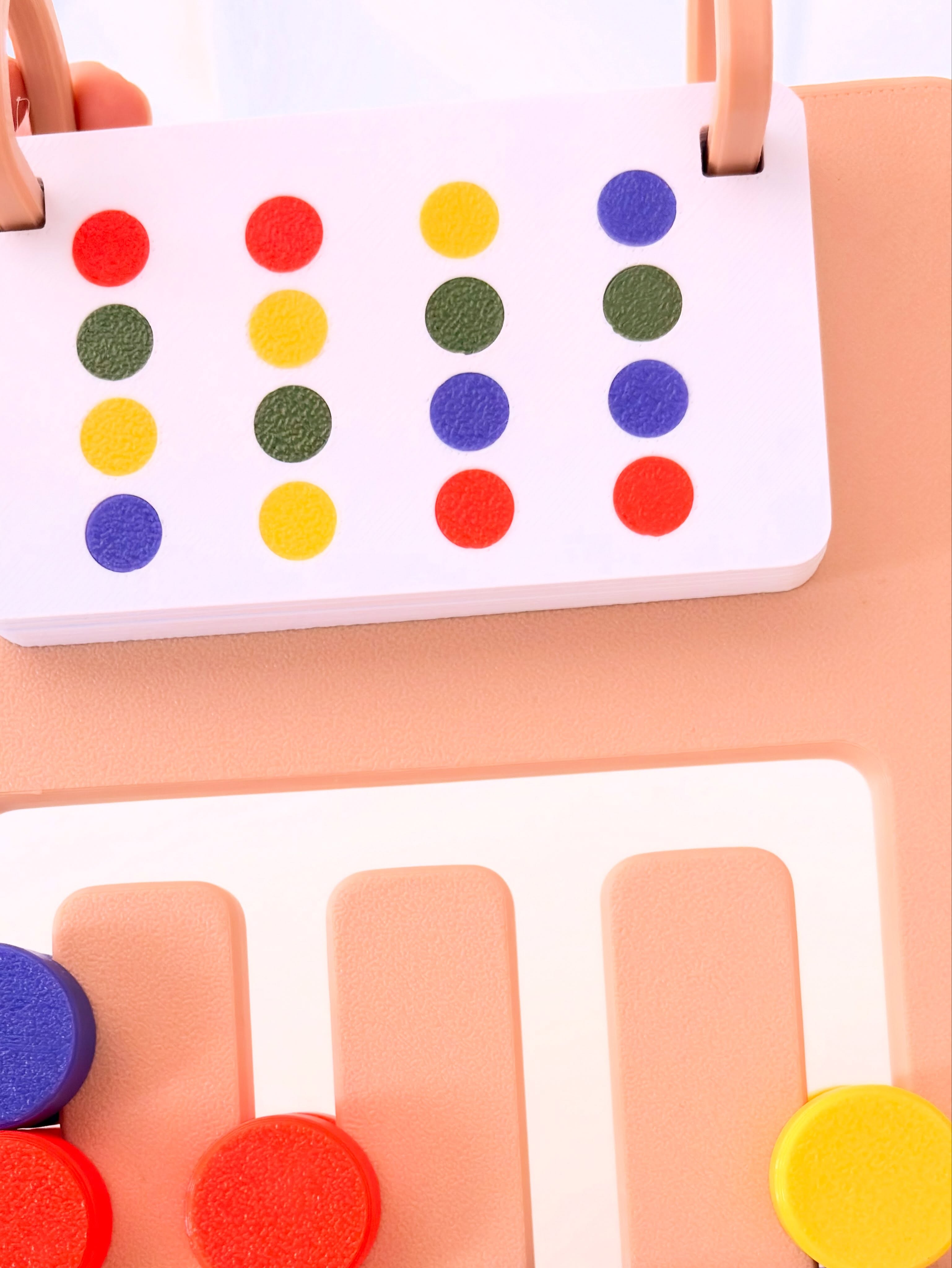 Detalhe dos discos coloridos impressos em 3D
