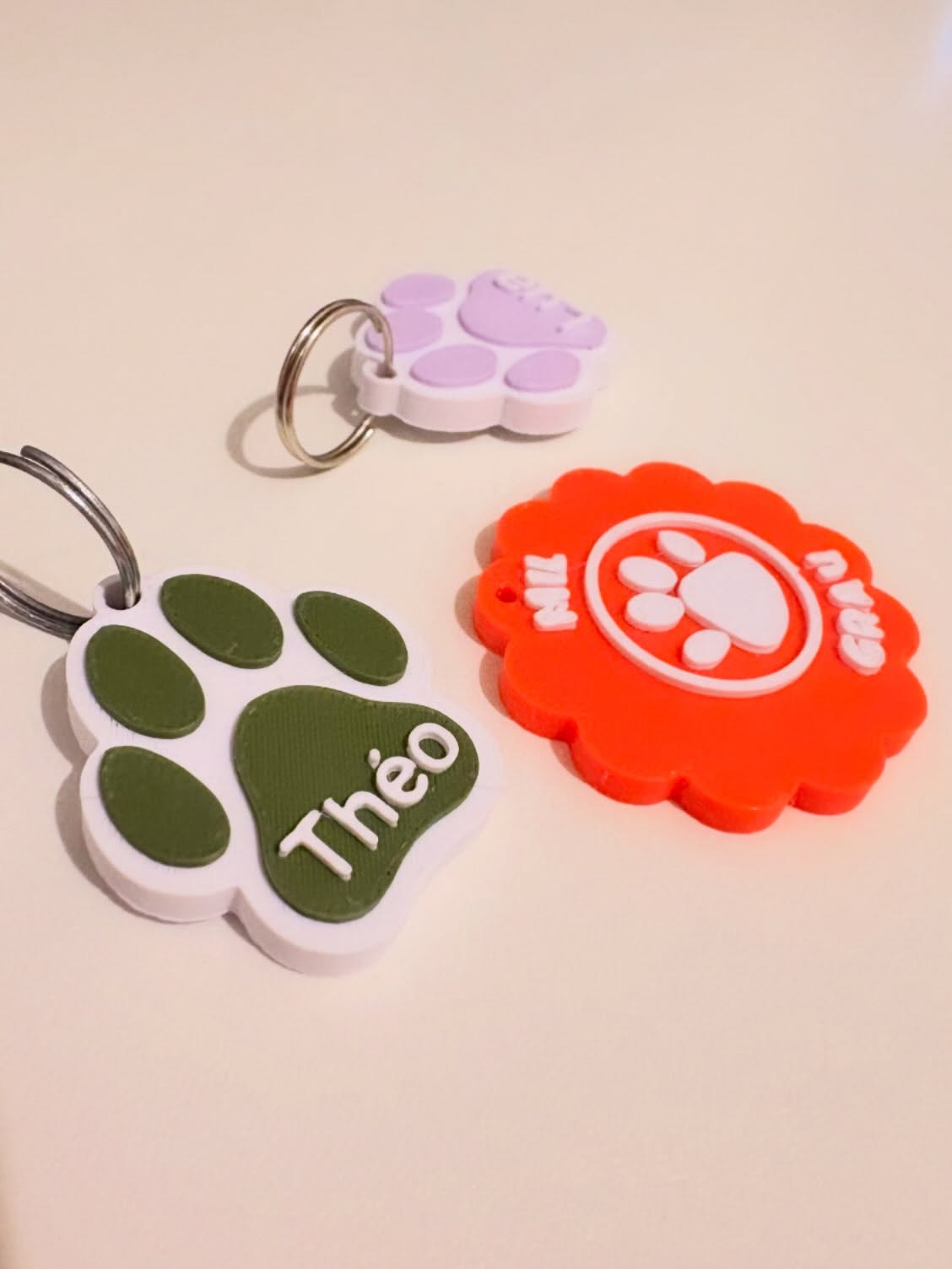 Tag de Pet com nome em relevo